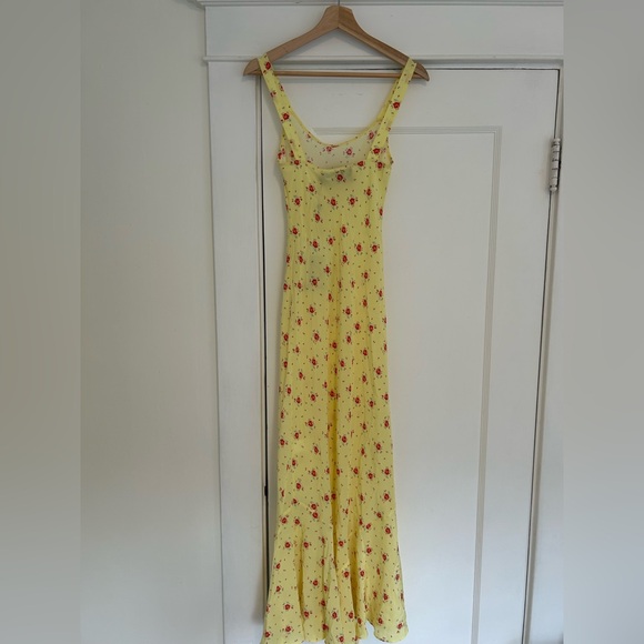 NWT Réalisation Par The Allegra in Verona, Butter Yellow Silk Slip Dress, XS - Picture 3 of 11